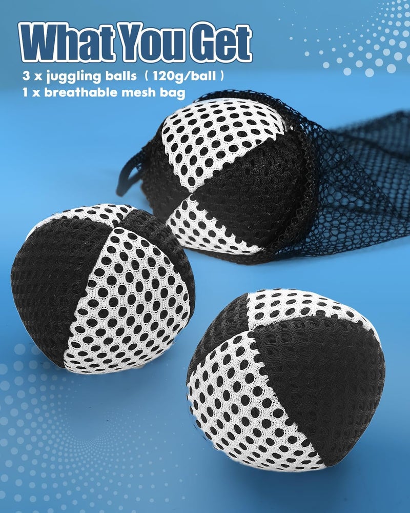 oazoxcx Juggling Balls for Beginners and Professionals Set of 3, Juggling Bean Bags,Durable Juggle Ball Kit (Black - White 4.2 oz) - Image 5